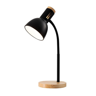 Modern Minimalist Iron Wooden Base Hose Foldable Adjustable Arm 1-Light Table Lamp For Bedroom