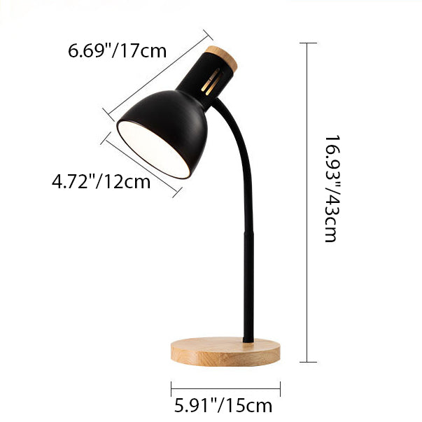 Modern Minimalist Iron Wooden Base Hose Foldable Adjustable Arm 1-Light Table Lamp For Bedroom