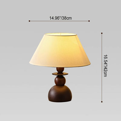 Contemporary Retro Conical Shade Fabric Wood 1-Light Table Lamp For Bedroom