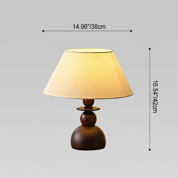 Contemporary Retro Conical Shade Fabric Wood 1-Light Table Lamp For Bedroom