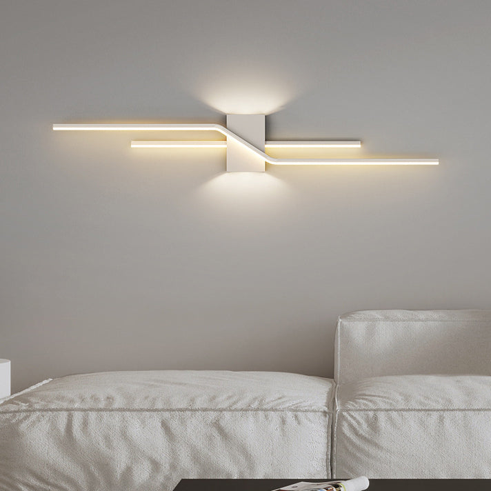 Modern Minimalist Linear Parallel Cross Iron PVC LED Wall Sconce Lamp For Living Room