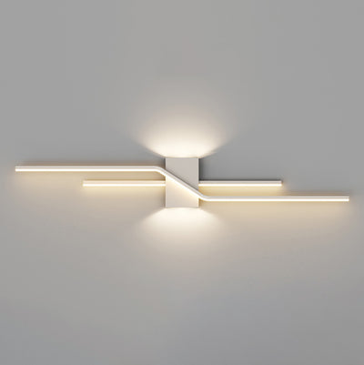 Modern Minimalist Linear Parallel Cross Iron PVC LED Wall Sconce Lamp For Living Room