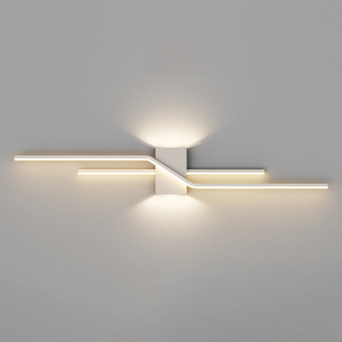 Modern Minimalist Linear Parallel Cross Iron PVC LED Wall Sconce Lamp For Living Room