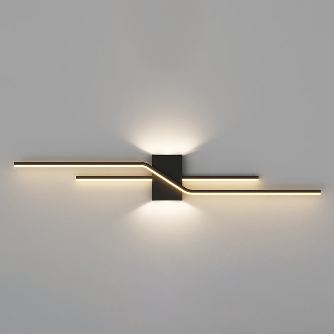 Modern Minimalist Linear Parallel Cross Iron PVC LED Wall Sconce Lamp For Living Room