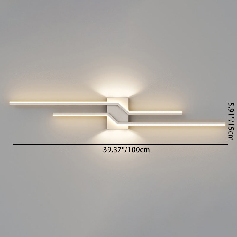 Modern Minimalist Linear Parallel Cross Iron PVC LED Wall Sconce Lamp For Living Room