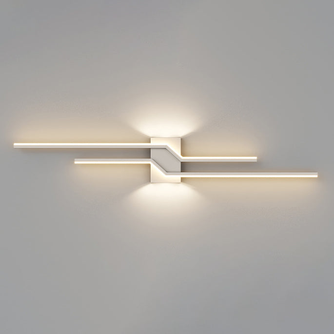 Modern Minimalist Linear Parallel Cross Iron PVC LED Wall Sconce Lamp For Living Room