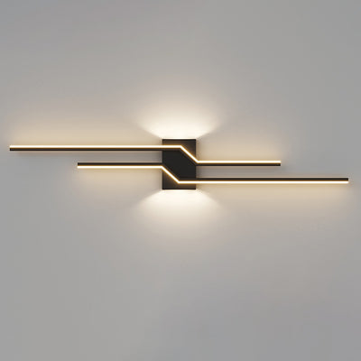 Modern Minimalist Linear Parallel Cross Iron PVC LED Wall Sconce Lamp For Living Room