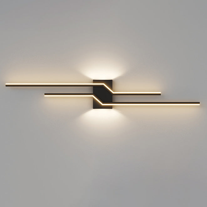 Modern Minimalist Linear Parallel Cross Iron PVC LED Wall Sconce Lamp For Living Room