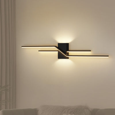 Modern Minimalist Linear Parallel Cross Iron PVC LED Wall Sconce Lamp For Living Room