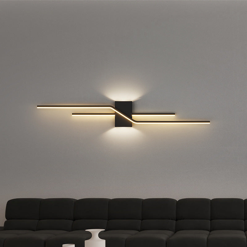 Modern Minimalist Linear Parallel Cross Iron PVC LED Wall Sconce Lamp For Living Room