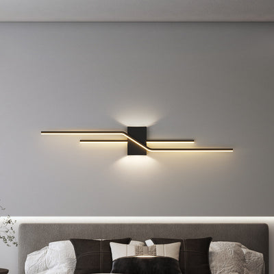 Modern Minimalist Linear Parallel Cross Iron PVC LED Wall Sconce Lamp For Living Room