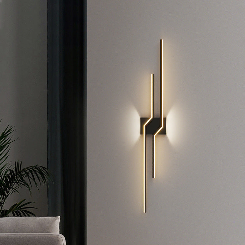 Modern Minimalist Linear Parallel Cross Iron PVC LED Wall Sconce Lamp For Living Room