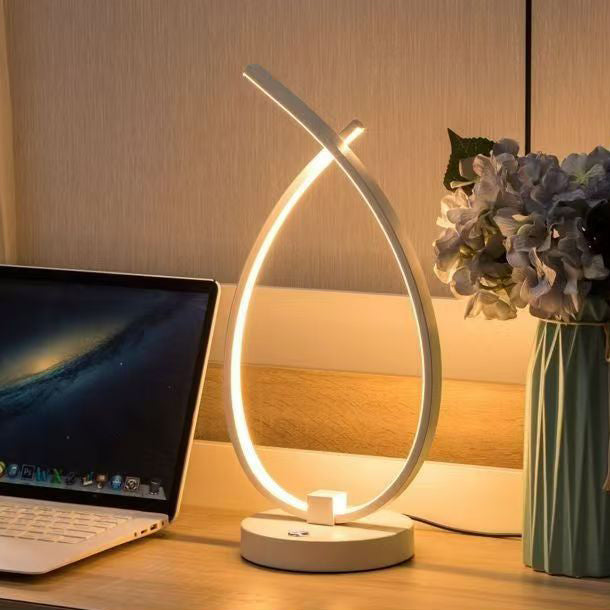 Modern Minimalist Water Drops Spiral Aluminum Silicone USB LED Table Lamp For Bedroom