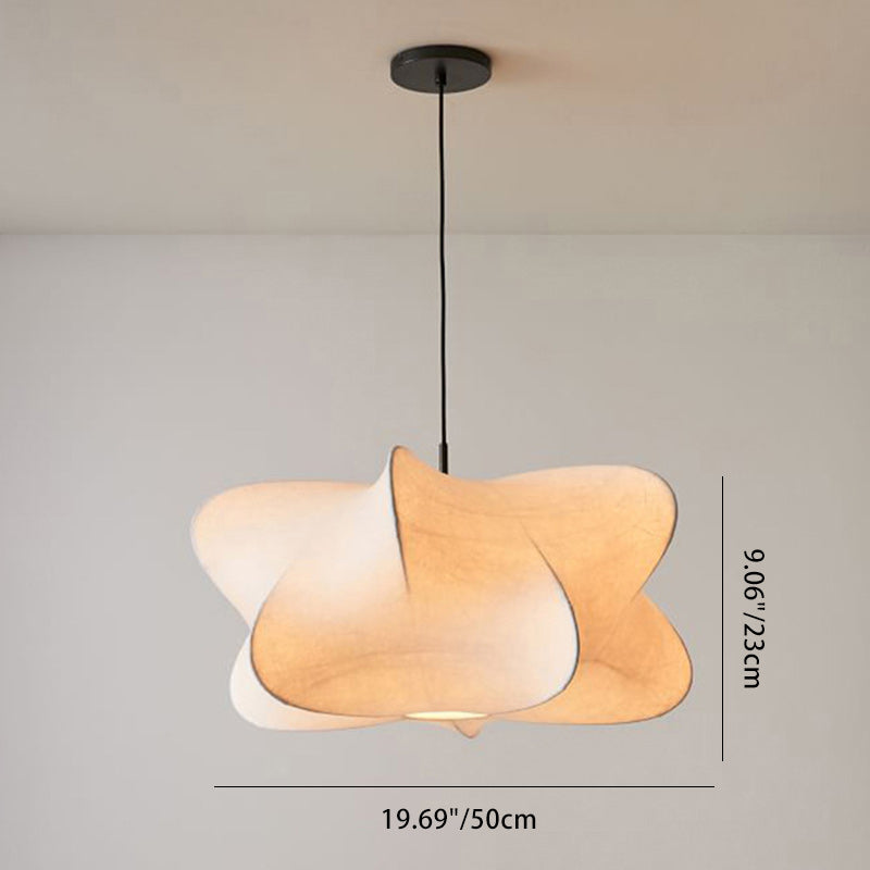 Traditional Japanese Hardware Silk Drum 1-Light Pendant Light For Bedroom