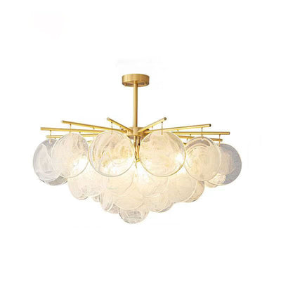 Traditional French Tiered Round Textured Cloud Glass Iron 6/8/9-Light Chandelier For Living Room