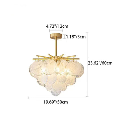 Traditional French Tiered Round Textured Cloud Glass Iron 6/8/9-Light Chandelier For Living Room