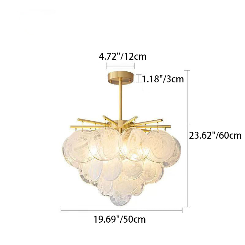 Traditional French Tiered Round Textured Cloud Glass Iron 6/8/9-Light Chandelier For Living Room