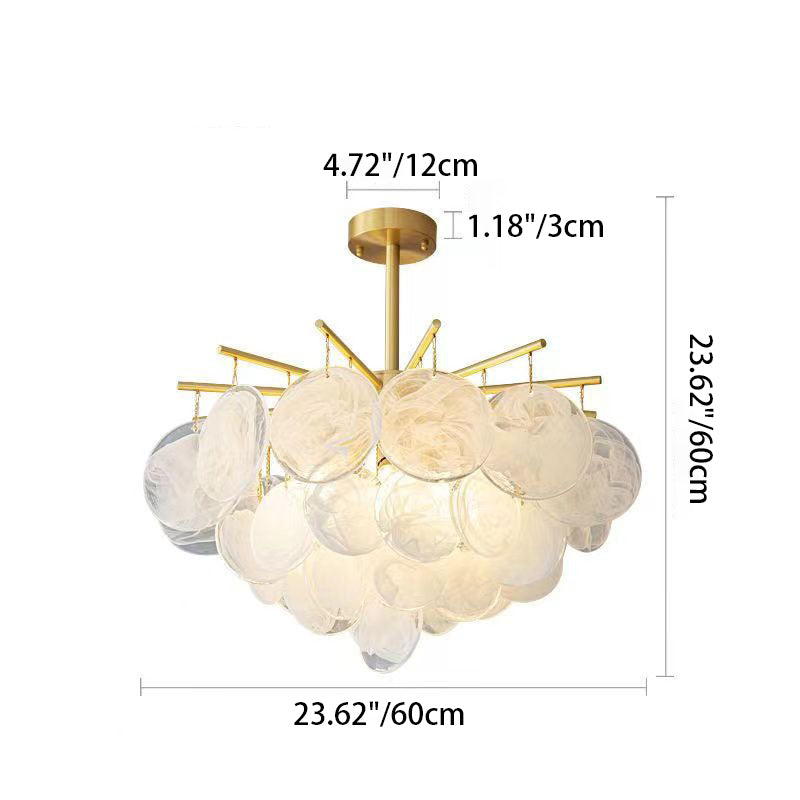 Traditional French Tiered Round Textured Cloud Glass Iron 6/8/9-Light Chandelier For Living Room