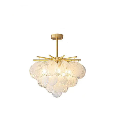 Traditional French Tiered Round Textured Cloud Glass Iron 6/8/9-Light Chandelier For Living Room