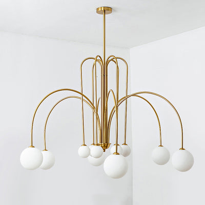 Contemporary Nordic Iron Frame Arm Glass Globe 6/8/12-Light Chandeliers For Dining Room