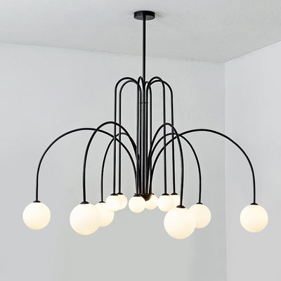 Contemporary Nordic Iron Frame Arm Glass Globe 6/8/12-Light Chandeliers For Dining Room