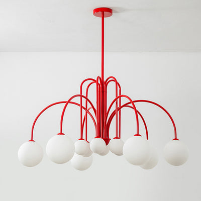 Contemporary Nordic Iron Frame Arm Glass Globe 6/8/12-Light Chandeliers For Dining Room