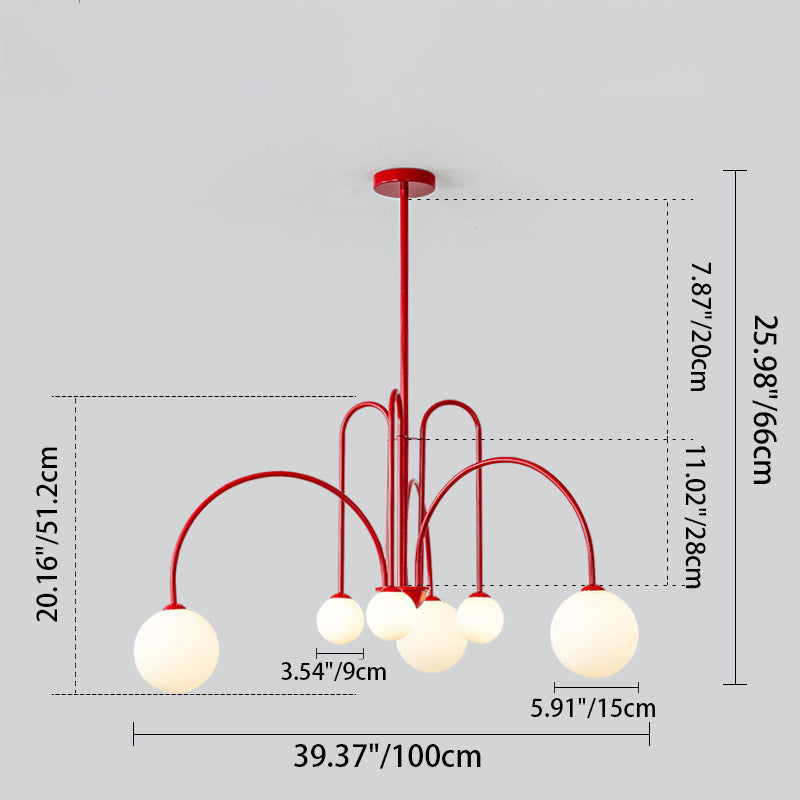 Contemporary Nordic Iron Frame Arm Glass Globe 6/8/12-Light Chandeliers For Dining Room