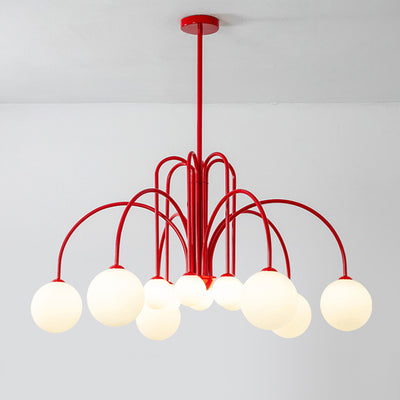 Contemporary Nordic Iron Frame Arm Glass Globe 6/8/12-Light Chandeliers For Dining Room