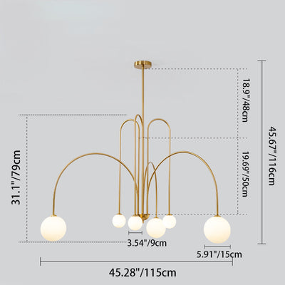 Contemporary Nordic Iron Frame Arm Glass Globe 6/8/12-Light Chandeliers For Dining Room