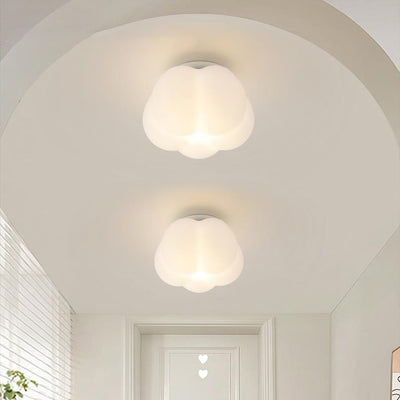 Contemporary Nordic Pumpkin Shape Iron PE 1-Light Semi-Flush Mount Ceiling Light For Hallway