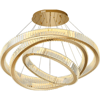 Modern Luxury Stainless Steel Crystal Rings LED Chandelier For Living Room