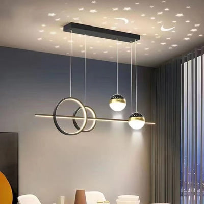 Zeitgenössische kreative Kurve Eisen Aluminium Silikon Acryl LED Kronleuchter Insel Licht für Esszimmer 