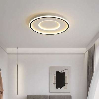 Modern Minimalist Round Acrylic Iron LED Flush Mount Ceiling Light For Bedroom