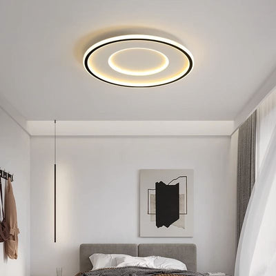 Modern Minimalist Round Acrylic Iron LED Flush Mount Ceiling Light For Bedroom