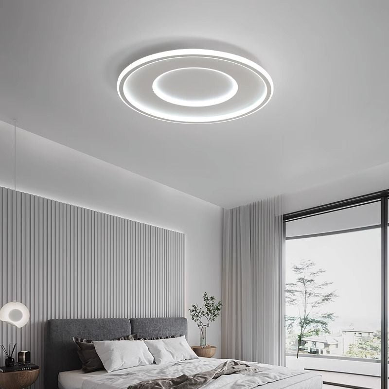 Modern Minimalist Round Acrylic Iron LED Flush Mount Ceiling Light For Bedroom