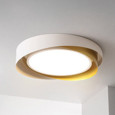 Contemporary Creative Iron Acrylic Geometric Multi-Layer Circle Ring LED Flush Mount Ceiling Light For Living Room