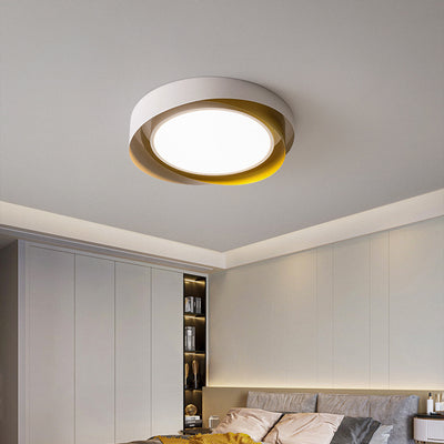 Contemporary Creative Iron Acrylic Geometric Multi-Layer Circle Ring LED Flush Mount Ceiling Light For Living Room