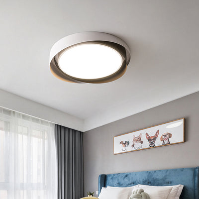 Contemporary Creative Iron Acrylic Geometric Multi-Layer Circle Ring LED Flush Mount Ceiling Light For Living Room