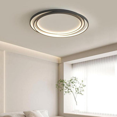 Modern Minimalist Circles Ring Silicone Iron LED Flush Mount Ceiling Light For Bedroom