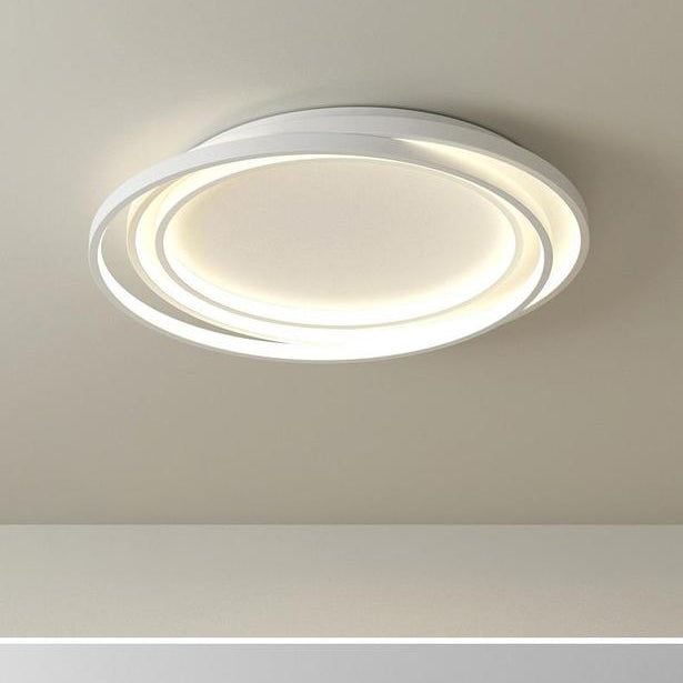 Modern Minimalist Circles Ring Silicone Iron LED Flush Mount Ceiling Light For Bedroom