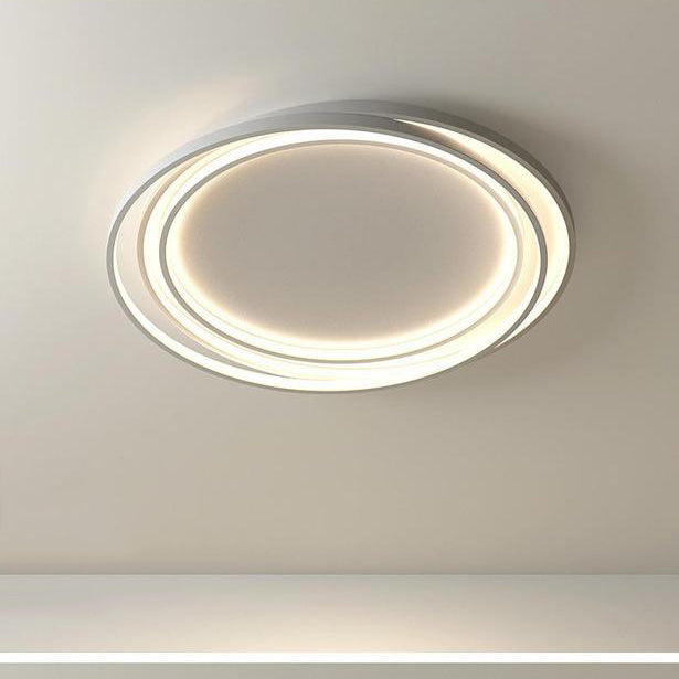 Modern Minimalist Circles Ring Silicone Iron LED Flush Mount Ceiling Light For Bedroom