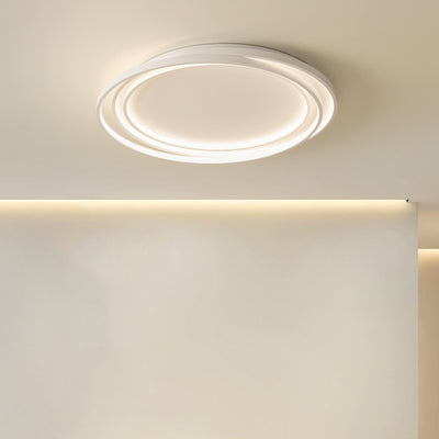 Modern Minimalist Circles Ring Silicone Iron LED Flush Mount Ceiling Light For Bedroom