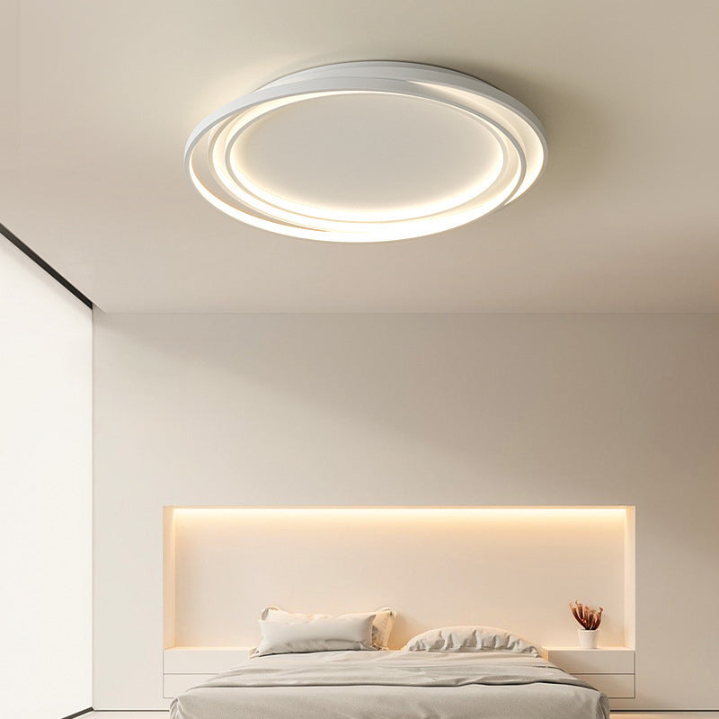 Modern Minimalist Circles Ring Silicone Iron LED Flush Mount Ceiling Light For Bedroom