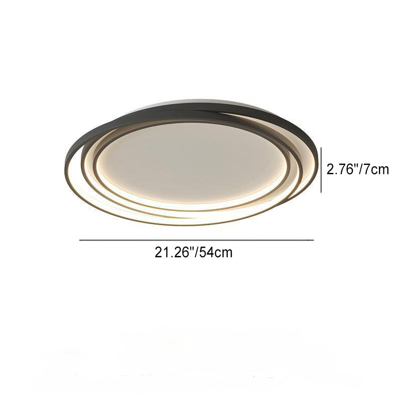 Modern Minimalist Circles Ring Silicone Iron LED Flush Mount Ceiling Light For Bedroom