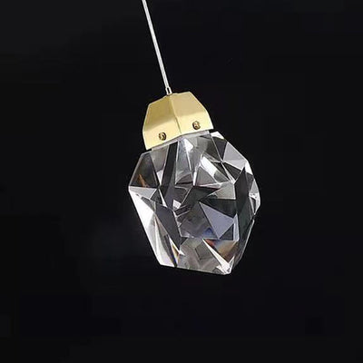 Modern Luxury Diamond Shape Brass Crystal LED Pendant Light For Bedroom