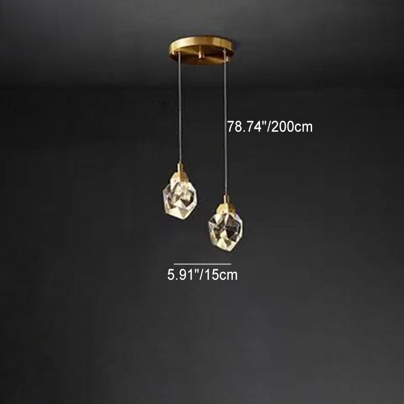 Modern Luxury Diamond Shape Brass Crystal LED Chandelier Island Light For Dining Room