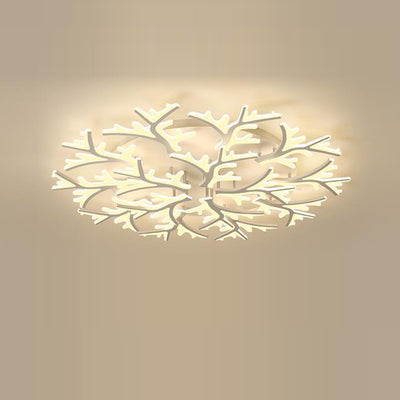 Contemporary Creative Snowflake Shape Iron Acrylic LED Semi-Flush Mount Ceiling Light For Bedroom