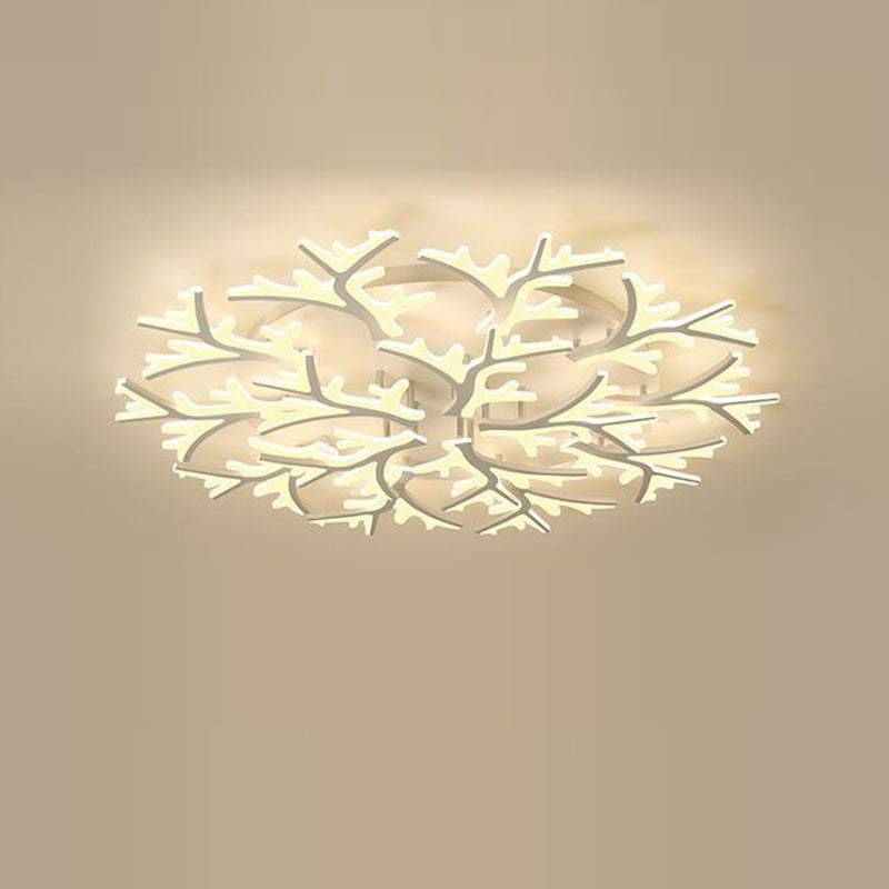 Contemporary Creative Snowflake Shape Iron Acrylic LED Semi-Flush Mount Ceiling Light For Bedroom