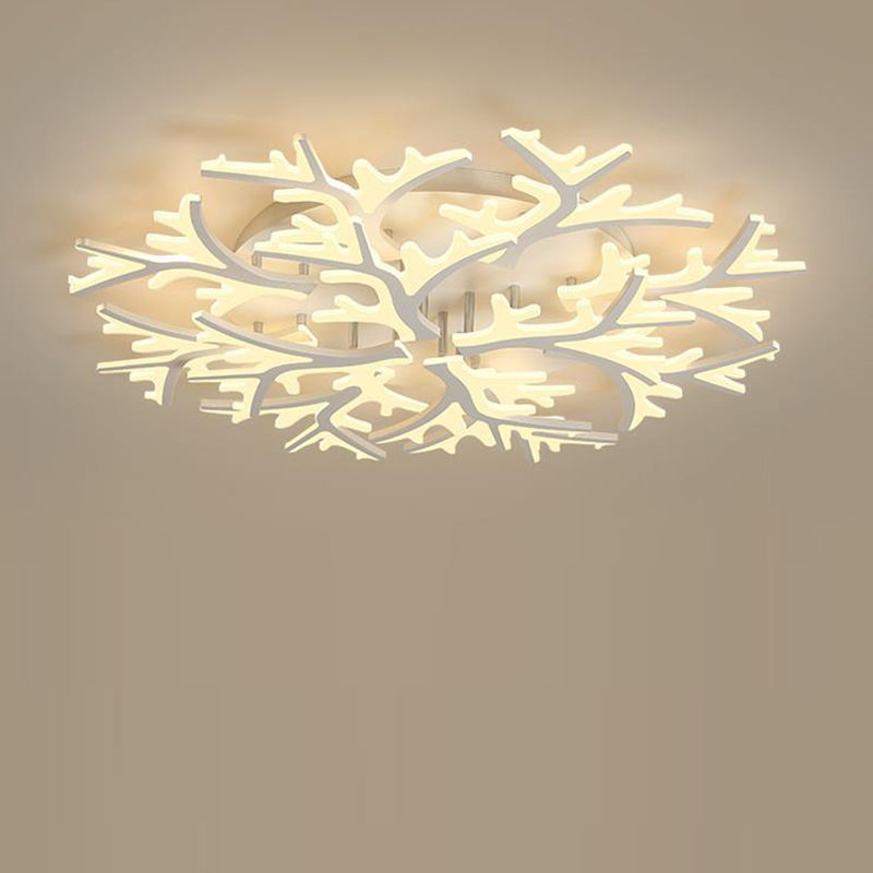 Contemporary Creative Snowflake Shape Iron Acrylic LED Semi-Flush Mount Ceiling Light For Bedroom