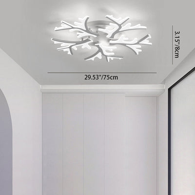 Contemporary Creative Snowflake Shape Iron Acrylic LED Semi-Flush Mount Ceiling Light For Bedroom